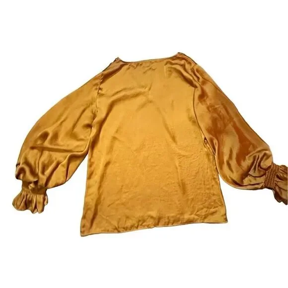 Vince Camuto Blouson-Sleeve Blouse burnt orange rust Sz S - Picture 8 of 10